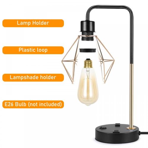 Industrial Table Lamps with USB Charging Ports