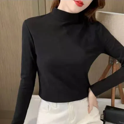 Wholesale Women's Slim-fit Fleece Thermal Top - Plus Size Soft Velvet Base Shirt