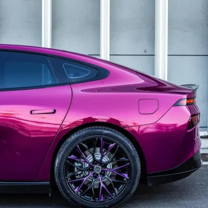 Glass Tower Red Car Wrap