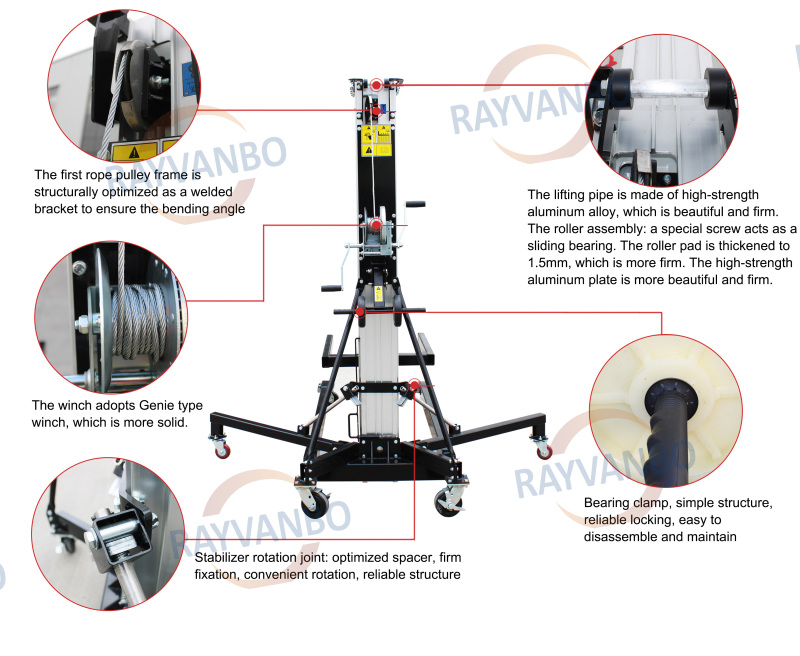 Direct Sale: High-Quality Aluminum Mast Machine Featuring Hand Operated Lift
