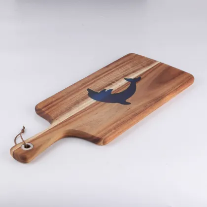 acacia wood cheese cutting board with handle