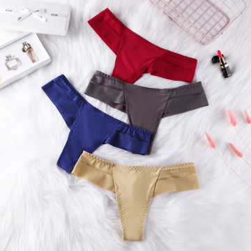 Hot Selling Ultra-Thin Sexy Low Waist Ice Silk Thong Underwear for Women