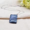 Natural Blue Aventurine Women Chakra Rectangle Gemstone Pendant Necklace