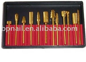 12pcs Nail Art Golden Drill Bit Set/Manicure Tool
