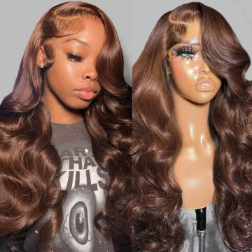 HD Transparent Glueless Bone Straight 30 Inch Brown Lace Front Human Hair Wigs