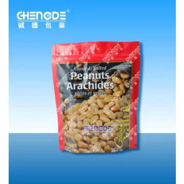 Snack packaging, stand up pouch with zipper for peanuts