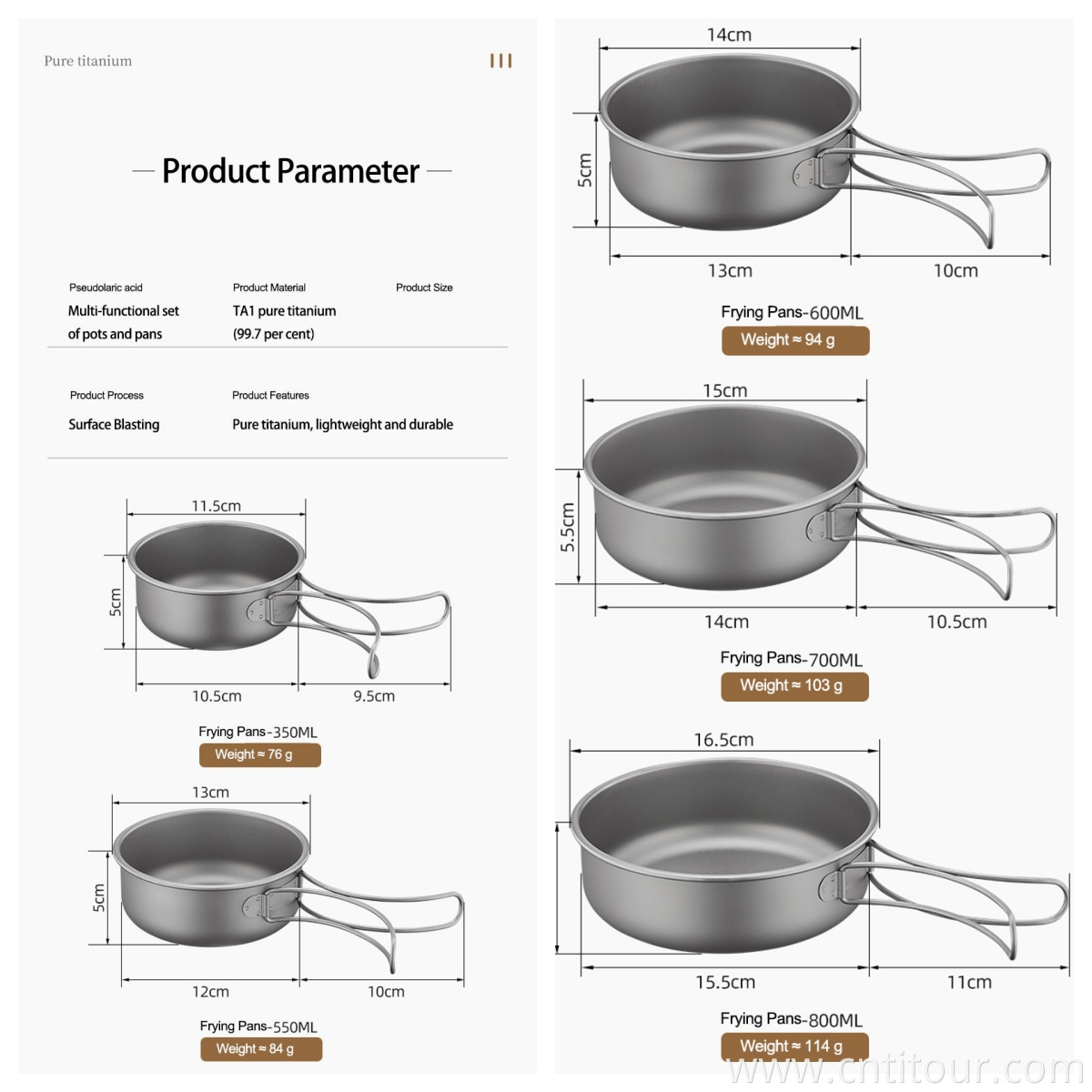 Titour Pure Titanium Outdoor Cookware Set
