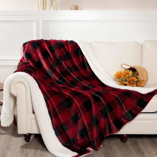 Plaid LED Controller Heated Fleece Blanket with 6-Level Heating and Overheating Protection, Washable, Christmas Electric Blanket