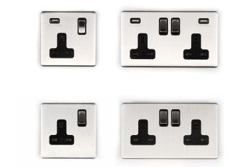 BS Metal Screwless Range Single Pole/Double Pole 13A Switched Socket