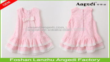 Toddler Girls clothing Toddler girls sleeveless bow drop waist Ruffle Hem dress