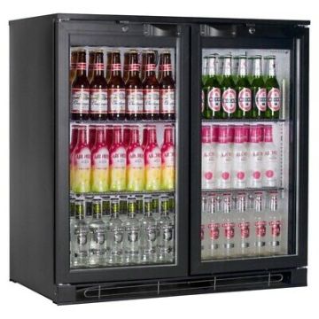 Double Door Beer Cooler: Under Counter Bottle Fridge with Glass Door