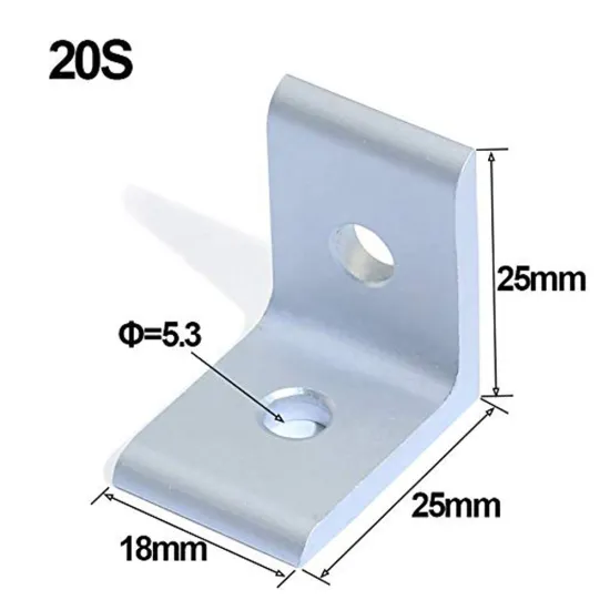 2 Hole 90 Degree Joint Plate for 6mm Slot 2020 Aluminum Profile