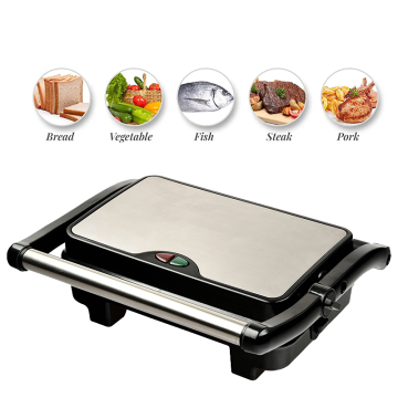 Electric Table Top Panini Grill: A Healthy Meat Contact Grill with Nonstick Coating, Handle Lock Clip, and Floating Hinge for 2 Slices