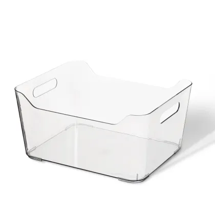 Home kitchen transparent plastic storage box with handle