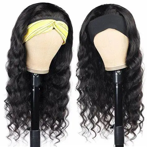 BIS Wholesale Deep Wave Headband Wig Human Hair For Black Women Raw Virgin Human Hair The Cheapest Headband Wigs 150 Density