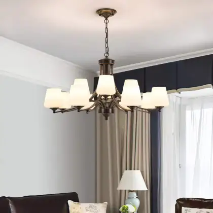 Chinese Style Light Luxury Villa Dining Room Led Ceiling Light Chandelier