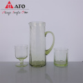 Glass Jug water pitcher green bubble Glass Jug