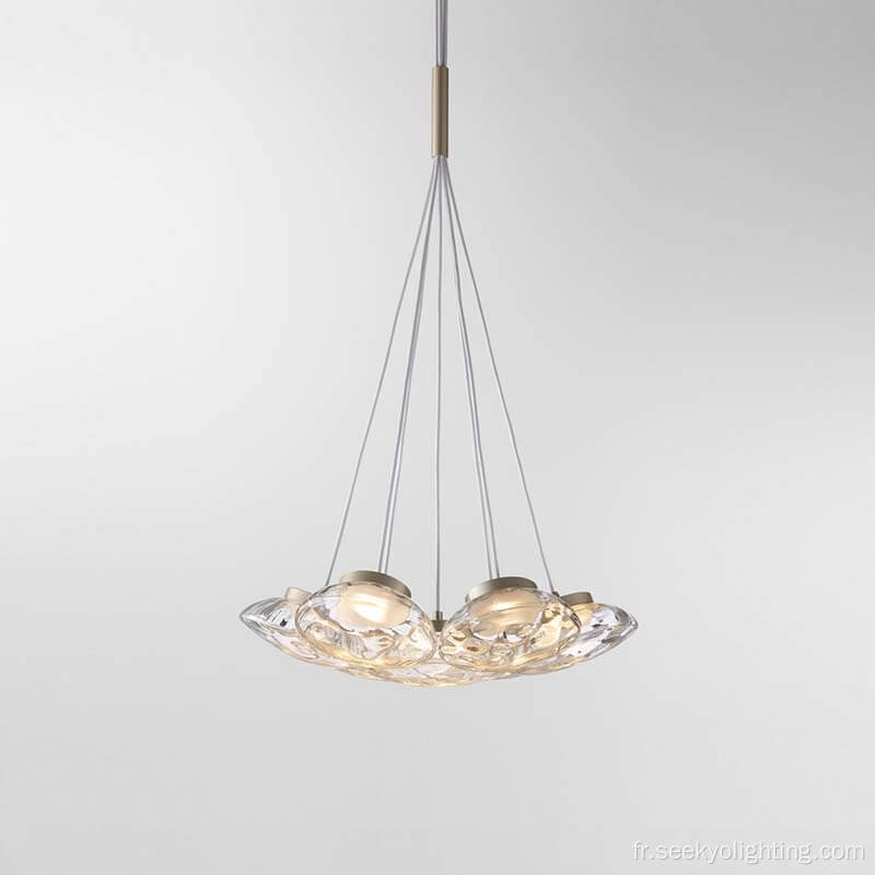 Suspension à LED en verre soufflé par texture décorative moderne