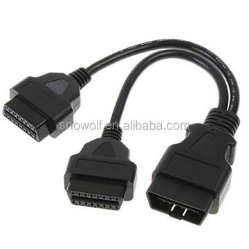 OBD2 Splitter 30cm Foseal Black 16pin Male to Dual Female Y Cable