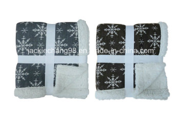 Cable-Knit Blanket with Sherpa Backing