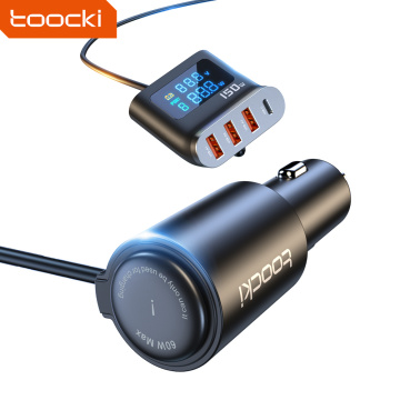 Toocki 150W Multifunctional Car Phone Charger with Digital Display and PD Fast Charging