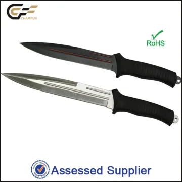 7Cr17 Stainless Steel Fixed Blade Rubber Handle Combat Knife
