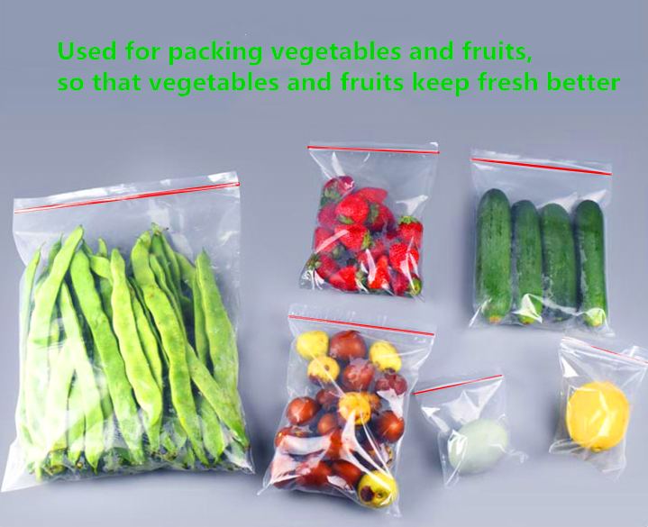 Transparent Plastic zipper Fruit Vegetable food preservation Kitchen Storage Packaging Bag