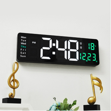 16 Inch Big Screen Remote Control LED Wall Clock with Temperature and Calendar Display