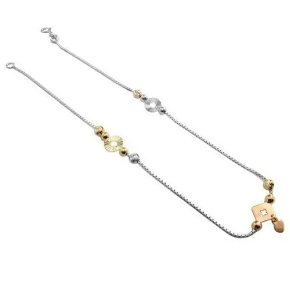 Nice1112-S long chain necklace silver and gold plated