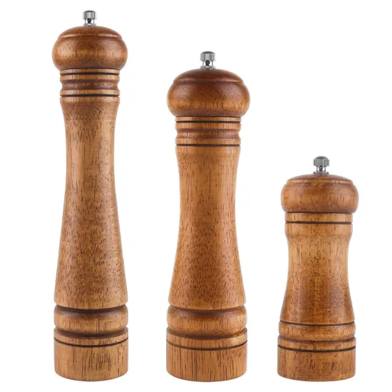 Wholesale Premium Wooden Salt & Pepper Grinders: Handcrafted Manual Wood Spice Mills