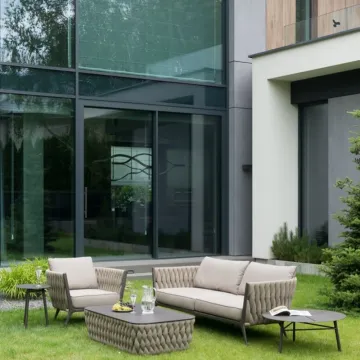 Modern Courtyard Luxury Waterproof Handmade Woven Rope Outdoor Garden Aluminum Alloy Sofa