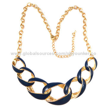 2013 New Statement Gold Alloy Chunked Lariat Necklace with Enamel