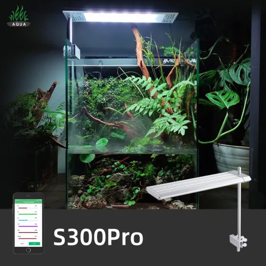 China 30cm LED Aquarium Clip-on Light with APP Control - RGB+UV for Nano Tank