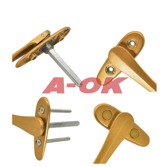 Gold-plated aluminum alloy square-axis door and window handle