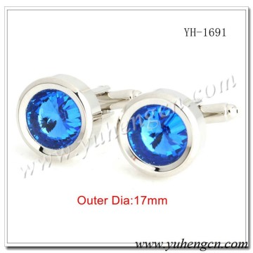 YH-1691 Fashion Round Blue Crystal Cufflinks,Rhinestone Jewelry Cufflinks
