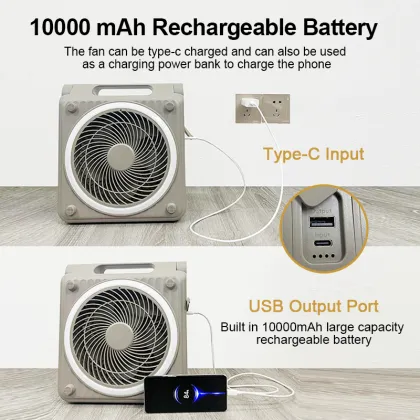 Battery Solar Fan Rechargeable Portable Camping Fan Home Rechargeable Stand Fan