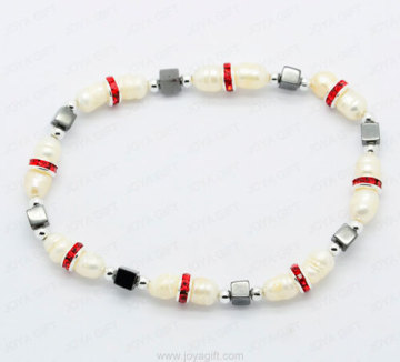 pearl hematite square beads bracelet