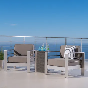 Modern Outdoor Plastic Wood Lounger Sofa Set with Cushion for Hotel Patio, Resort, Beach
