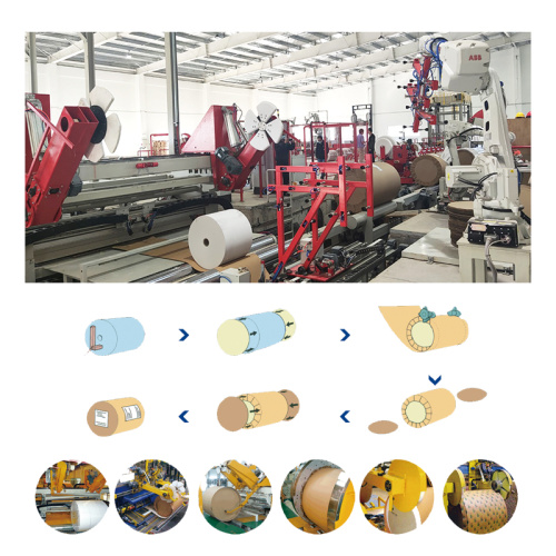 Automatic paper roll wrapping machine with Kraft paper