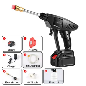 25V Rechargeable Lithium Portable High-Pressure Cordless Electric Car Washer Gun: Powerful Car Wash Machine with Foam Generator