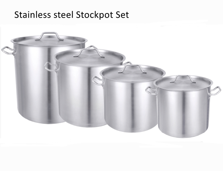 Kapakları ile paslanmaz çelik stockpot 3 set