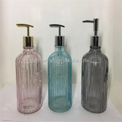 embossed glass liquid hand soap dispenser