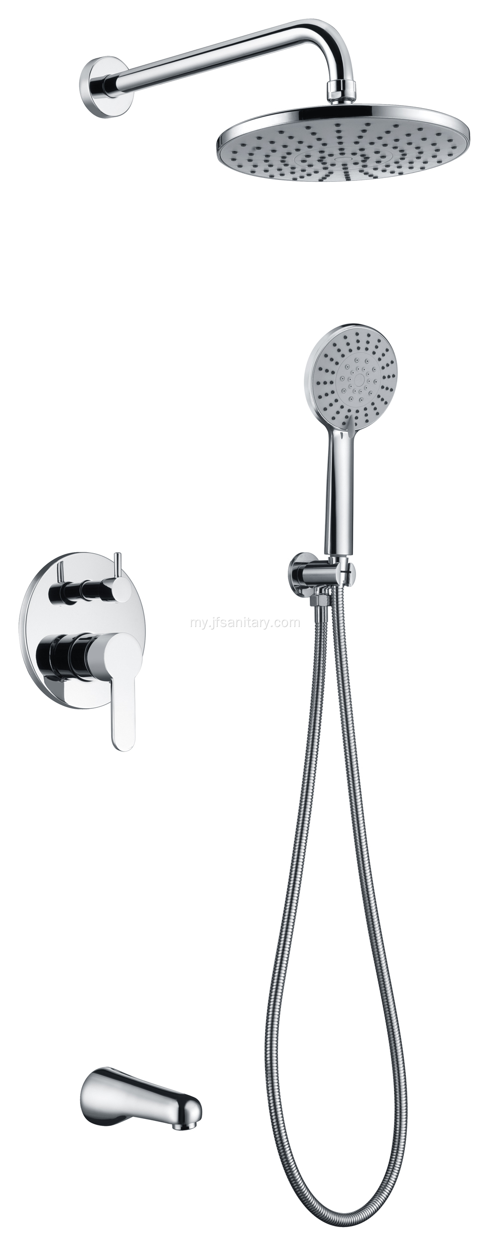 Wall Shower Faucet Set ရှိ Chrome