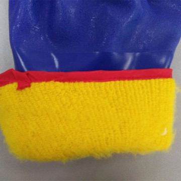 Синий ПВХ холодностойкие рабочие перчатки кашемировой подкладки