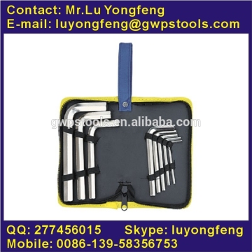 Nickel-Plated allen key set in canvas bag