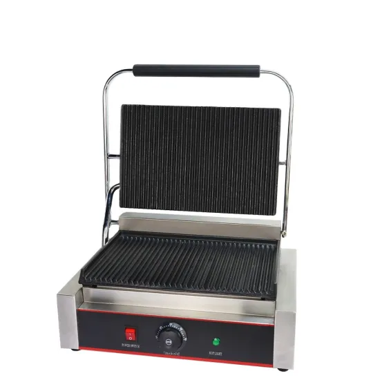 Electric Panini Grill: Single Plate, 220-240V for Cooking Beef and Meat