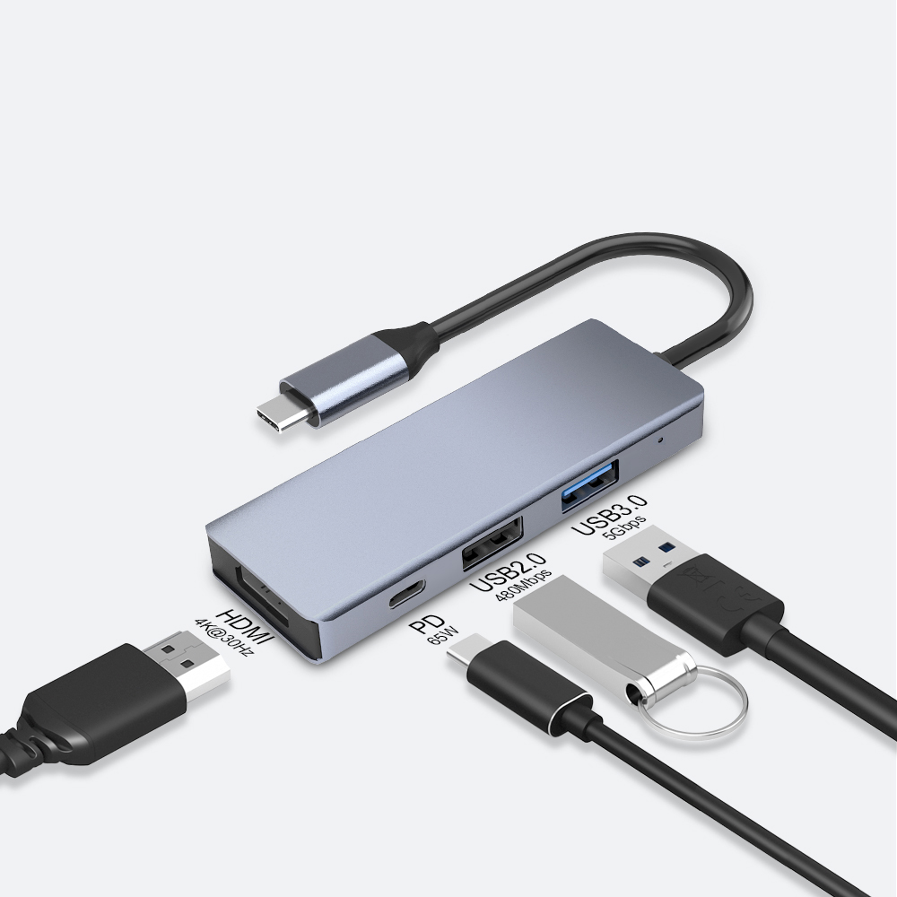 Adaptador/muelle 4 en 1 USB C con 4K HDMI