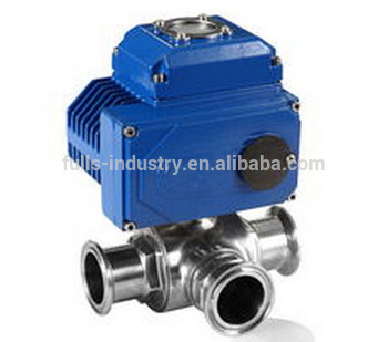 manufacturer 3way tri-cover ball valve with electric Actuator
