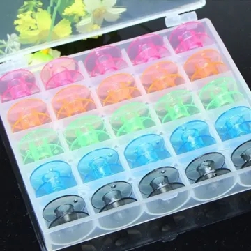 Colorful Plastic Metal And Case Storage Box Sewing Equipment Tools Accessories 25Pcs/Set Bobbins Box Set Sewing Machine Spools