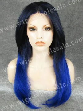 Hot!Blue two tone front lace wig synthetic straight gabor wigs queen party